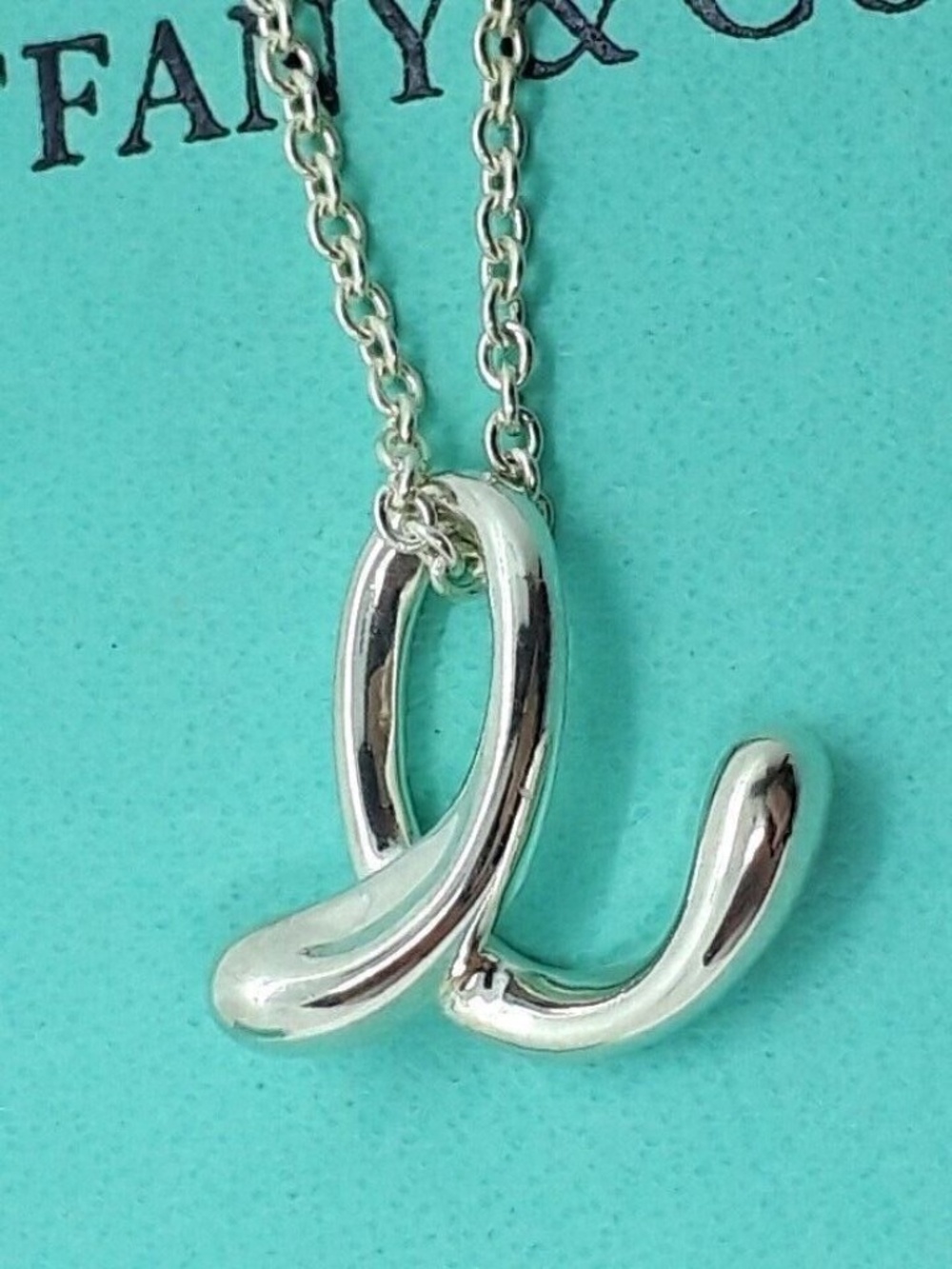 Tiffany & Co Peretti Sterling Silver Alphabet Initial Letter E Pendant Necklace